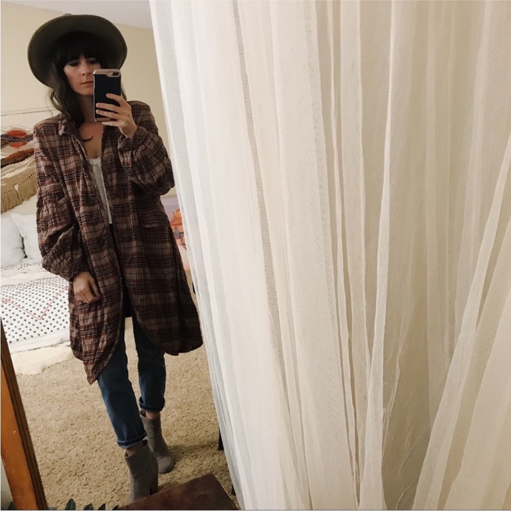 Free People plaid Victorian bell balloon sleeve jacket sz small - Picture 9 of 13